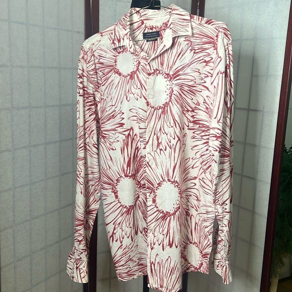 ZARA MAN FLORAL‎ REGULAR FIT BUTTON DOWN SHIRT SIZE L
